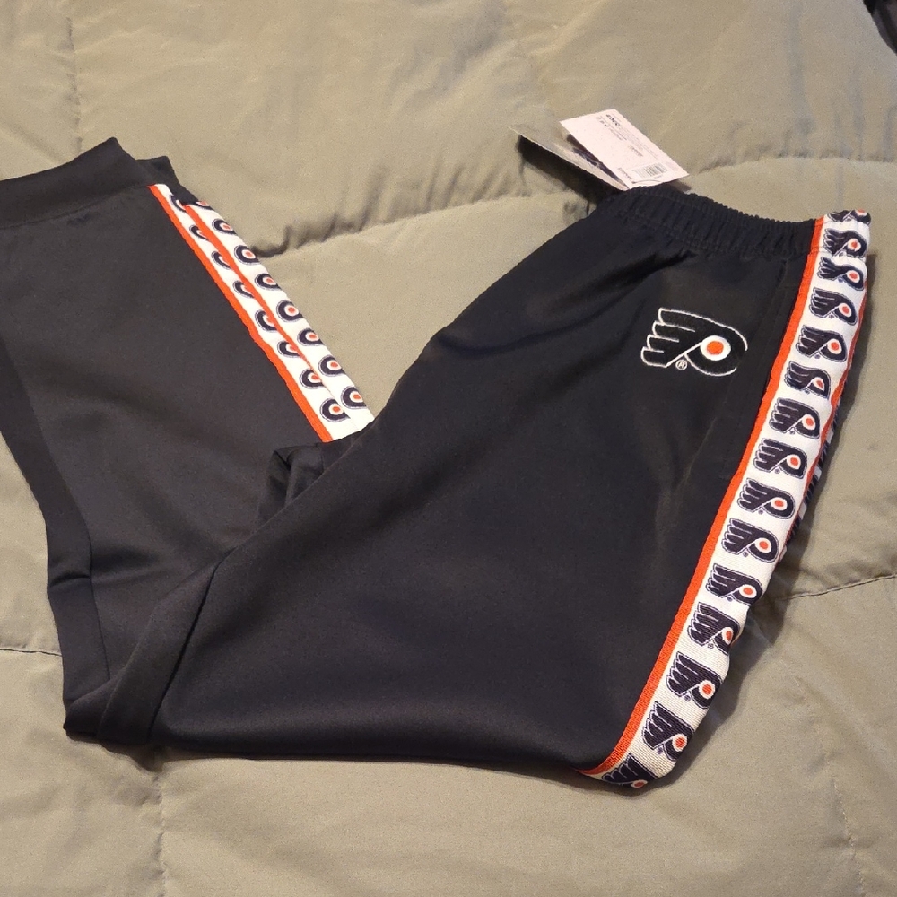 NHL NWT  Black and Orange Mens Joggers...size Lg.